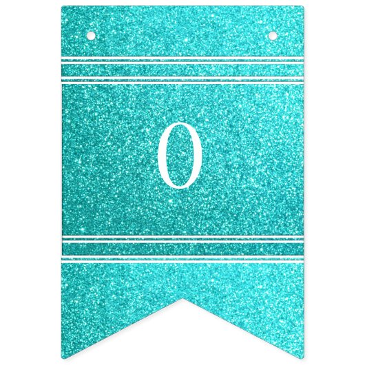 Bannière À Fanions Parties scintillantes bleues d'Aqua avec les (Deuxième drapeau)