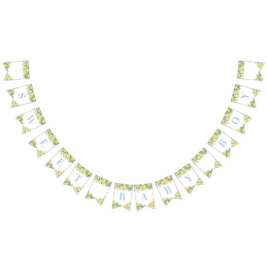 Bannière À Fanions Pastel Blue Lemons Sweet Boy Baby shower (Tout)