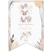 Bannière À Fanions Pastel Boho Fawn et Ballons Anniversaire (Premier drapeau)