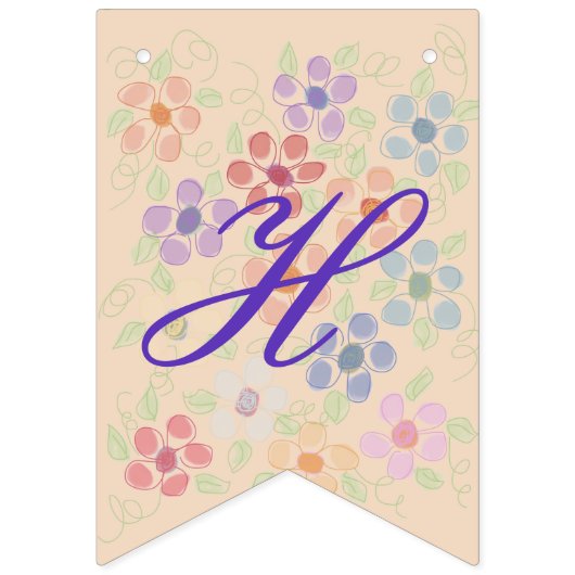 Bannière À Fanions Pastel Flowered Joyeux Anniversaire (Deuxième drapeau)