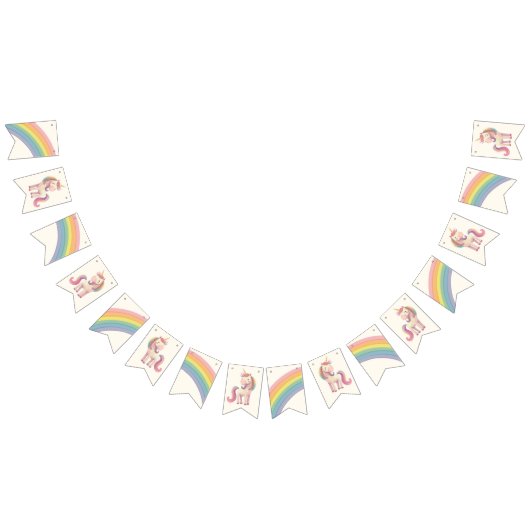 Bannière À Fanions Pastel Rainbow Unicorn fête d'anniversaire (Tout)
