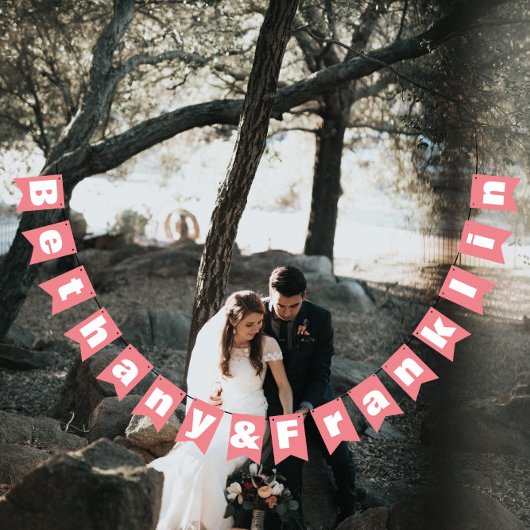 Bannière À Fanions Peach Rose Bud Peachy Coral Mariage