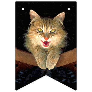 Bannière À Fanions Peinture de chat Mad - Cute Original Cat Art