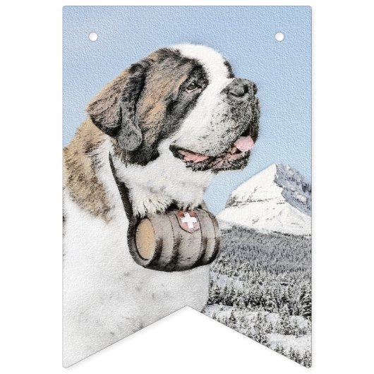 Bannière À Fanions Peinture Saint Bernard - Cute Original Chien Art (Premier drapeau)