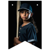 Bannière À Fanions Personalized Baseball Bow Birthday (Premier drapeau)