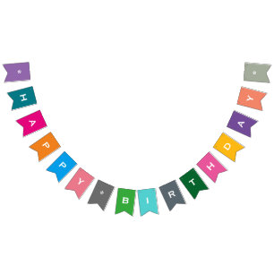 Bannière À Fanions Personnalisable Bonne fête d'anniversaire coloré B