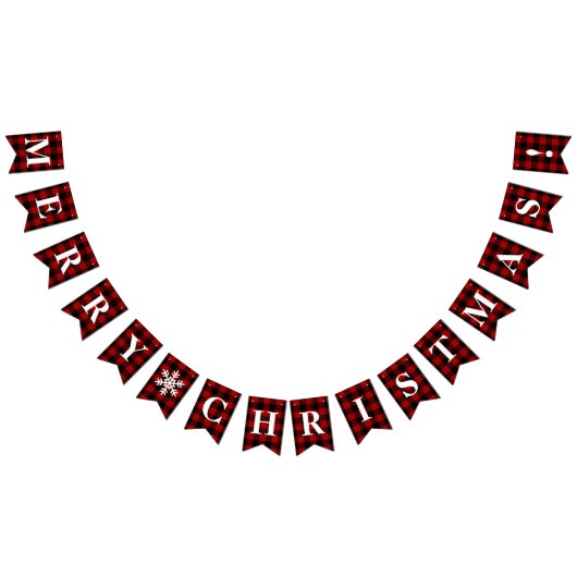 Bannière À Fanions Personnalisable Noël Rouge, Noir Plaid! (Tout)