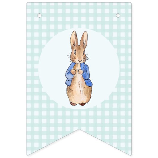 Bannière À Fanions Peter le lapin vert chèque motif arrière - plan (Premier drapeau)