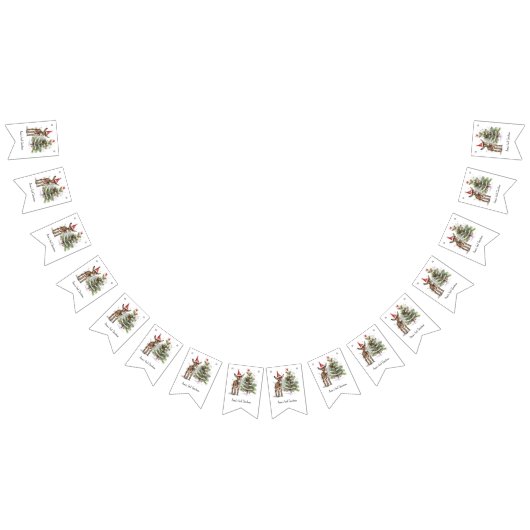 Bannière À Fanions petit âne mignon et arbre de noël, personnalisable (Tout)