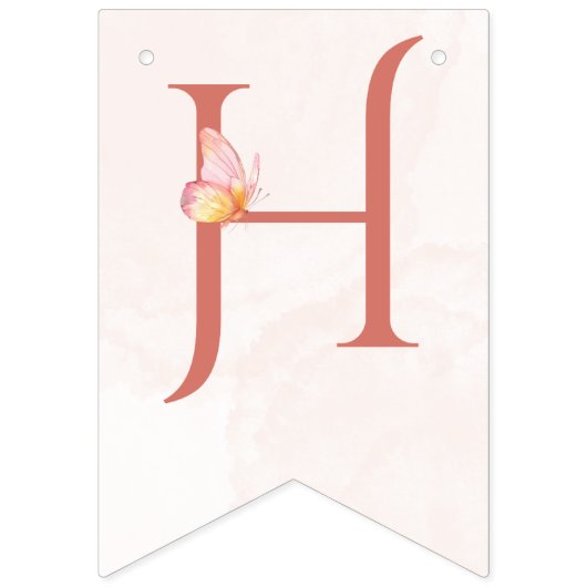 Bannière À Fanions Petit Papillon Rose Fée N'Importe Quel Âge (Deuxième drapeau)