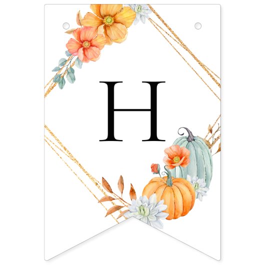 Bannière À Fanions Petite Citrouille 1er anniversaire aquarelle autom (Deuxième drapeau)