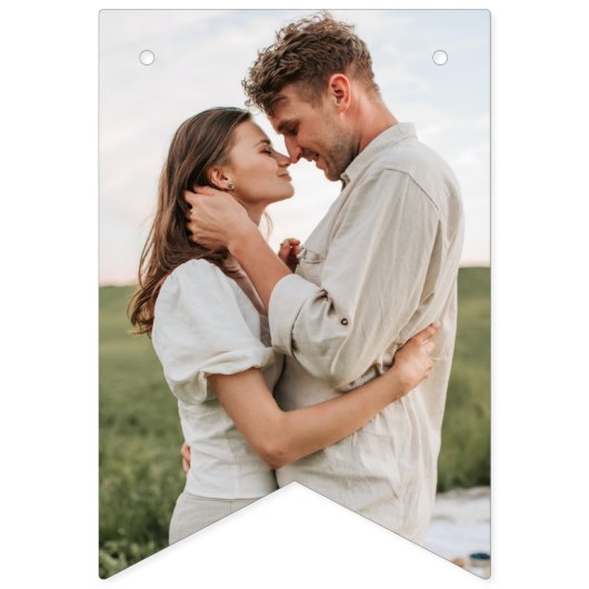 Bannière À Fanions Photo Engagement Party Dusty Blue (Premier drapeau)