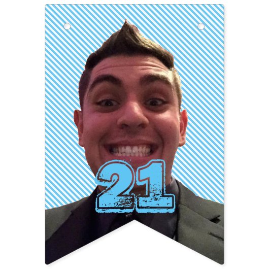 Bannière À Fanions Photo et âge d'anniversaire (Premier drapeau)