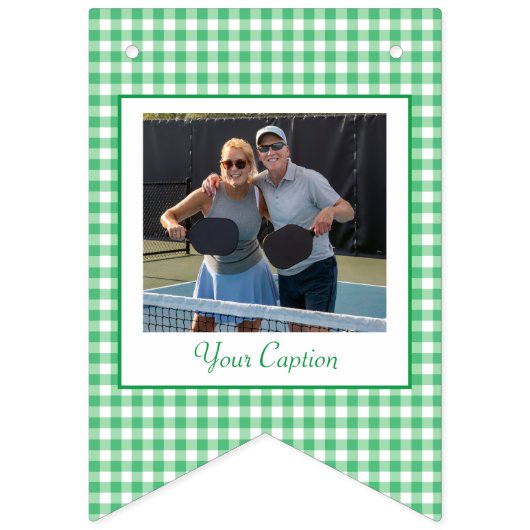 Bannière À Fanions Pickleball Mariage rose et vert Preppy (Deuxième drapeau)