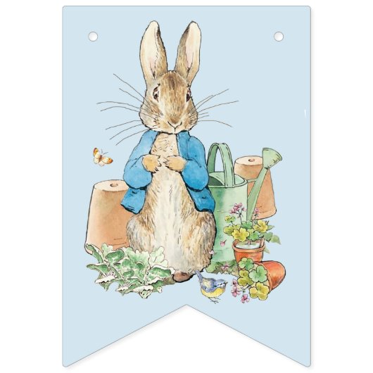 Bannière À Fanions Pierre le lapin dans son jardin (Deuxième drapeau)