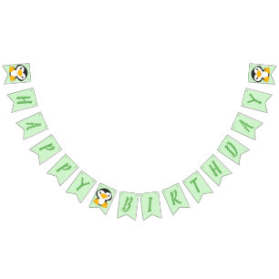 Bannière À Fanions Pingouin fête d'anniversaire Vert