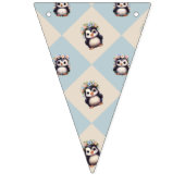 Bannière À Fanions Pingouins mignons pour fille Bilingue Joyeux anniv (Deuxième drapeau)