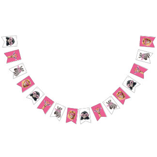 Bannière À Fanions Pink and White Safari Animal Bunting Banner