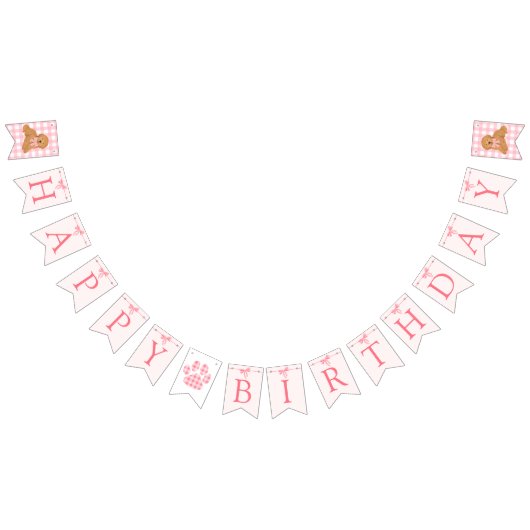 Bannière À Fanions Pink Bow Golden Doodle Birthday Banner Flags (Tout)
