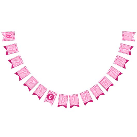 Bannière À Fanions Pink Dream Editable Initial & Age (Tout)