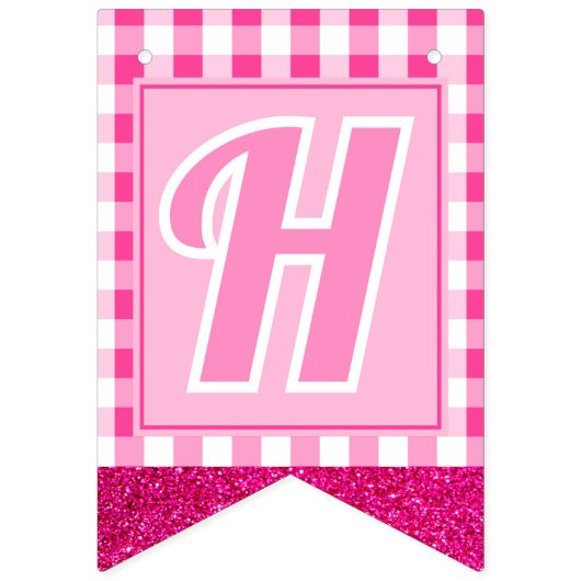 Bannière À Fanions Pink Dream Editable Initial & Age (Deuxième drapeau)