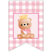 Bannière À Fanions Pink En vichy Bear Cub Joyeux anniversaire (Premier drapeau)