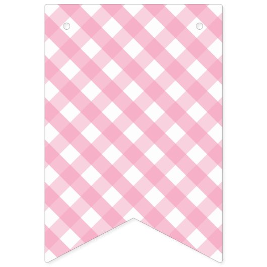 Bannière À Fanions Pink En vichy Check Motif Joyeux Anniversaire (Premier drapeau)