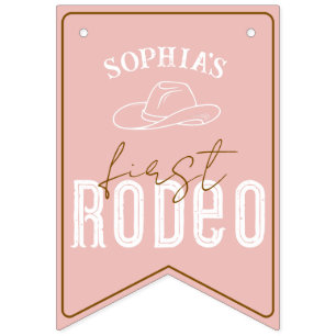 Bannière À Fanions Pink First Rodeo Photo Banner - Cowgirl 1st Birthd