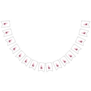 Bannière À Fanions Pink Floral Swirl ・ Élégante Broderie Art