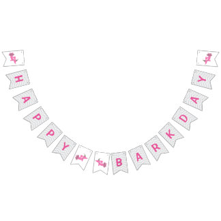 Bannière À Fanions Pink Happy Barkday Bunting Banner Wiener Chien