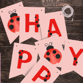 Bannière À Fanions Pink Ladybug Happy Birthday Bunting Banner