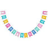 Bannière À Fanions Pink Llama joyeuse fête d'anniversaire (Tout)