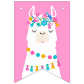 Bannière À Fanions Pink Llama joyeuse fête d'anniversaire (Premier drapeau)