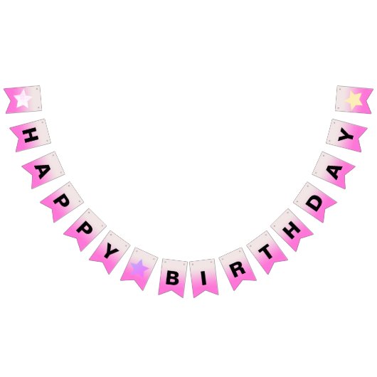 Bannière À Fanions Pink Ombre Gradient Joyeux anniversaire (Tout)