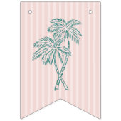 Bannière À Fanions Pink Palm Beach Summer Happy Birthday Banner (Premier drapeau)