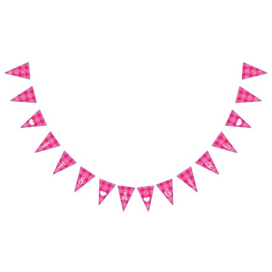 Bannière À Fanions Pink Plaid C'est une fille Baby shower Bunting (Tout)