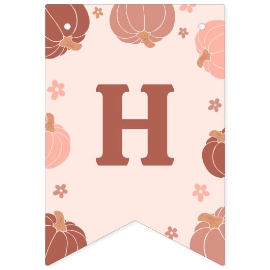 Bannière À Fanions Pink Retro Pumpkin Birthday Bunting Banner (Deuxième drapeau)