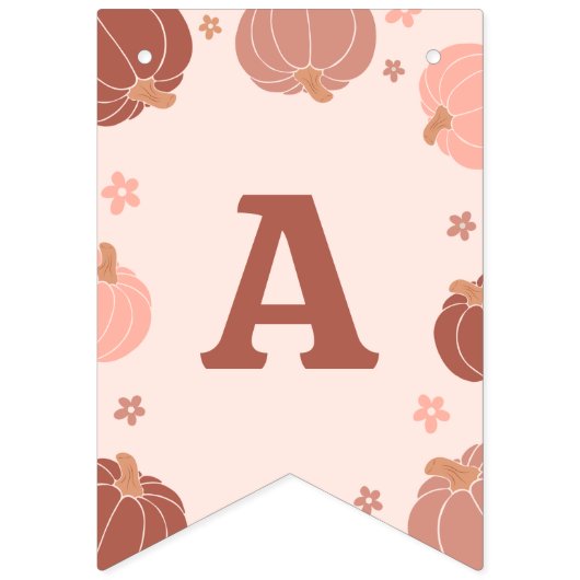 Bannière À Fanions Pink Retro Pumpkin Birthday Bunting Banner (Troisième drapeau)