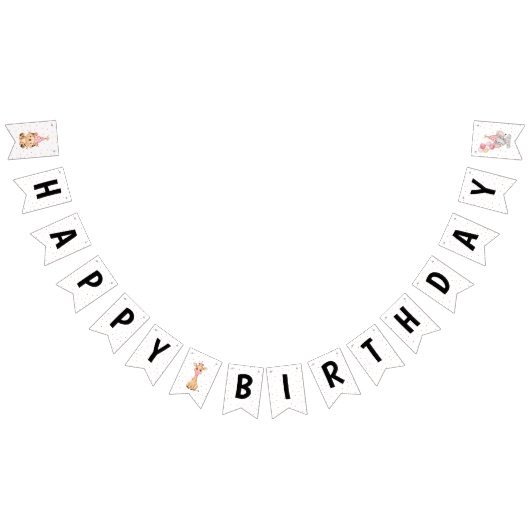 Bannière À Fanions "Pink Safari Jungle Anniversaire (Tout)