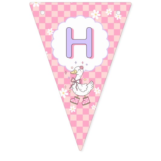 Bannière À Fanions Pink Silly Goose-Happy Birthday (Deuxième drapeau)