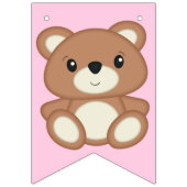 Bannière À Fanions Pink Teddy Bear Bébé fête d'anniversaire (Premier drapeau)