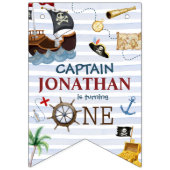 Bannière À Fanions Pirate 1er Joyeuse fête d'anniversaire (Premier drapeau)