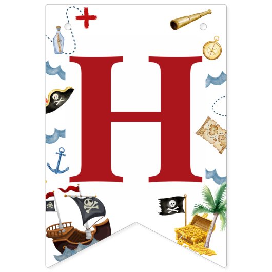 Bannière À Fanions Pirate 1er Joyeuse fête d'anniversaire (Deuxième drapeau)