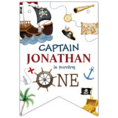 Bannière À Fanions Pirate 1er Joyeuse fête d'anniversaire (Premier drapeau)