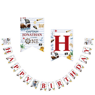 Bannière À Fanions Pirate 1er Joyeuse fête d'anniversaire