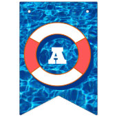 Bannière À Fanions Piscine d'été Fête Tropicale Anniversaire Bleu (Troisième drapeau)