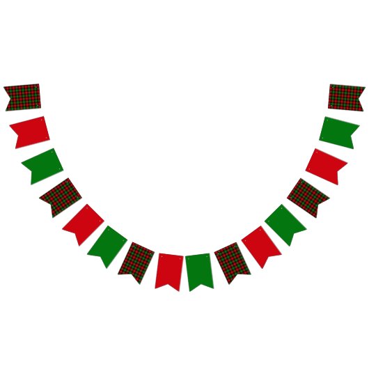 Bannière À Fanions Plaid vert et rouge (Tout)