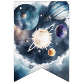 Bannière À Fanions Planètes spatiales et Rockship Anniversaire (Premier drapeau)