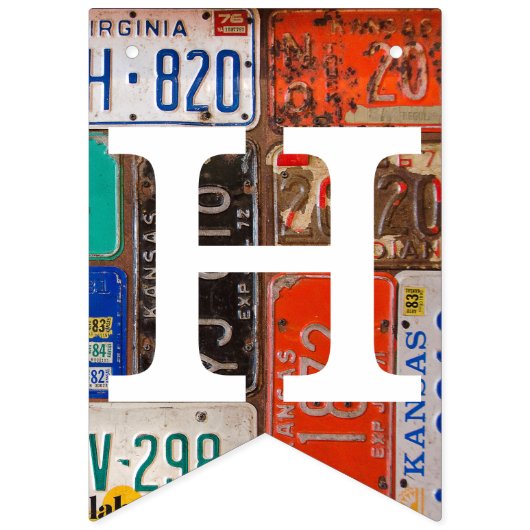 Bannière À Fanions Plaque de licence Rusty Retro Anniversaire (Deuxième drapeau)