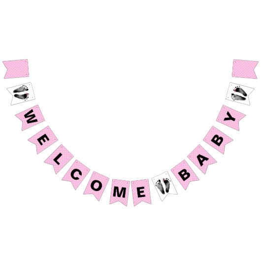 Bannière À Fanions Pointe Polka et empreintes de bébé (Tout)